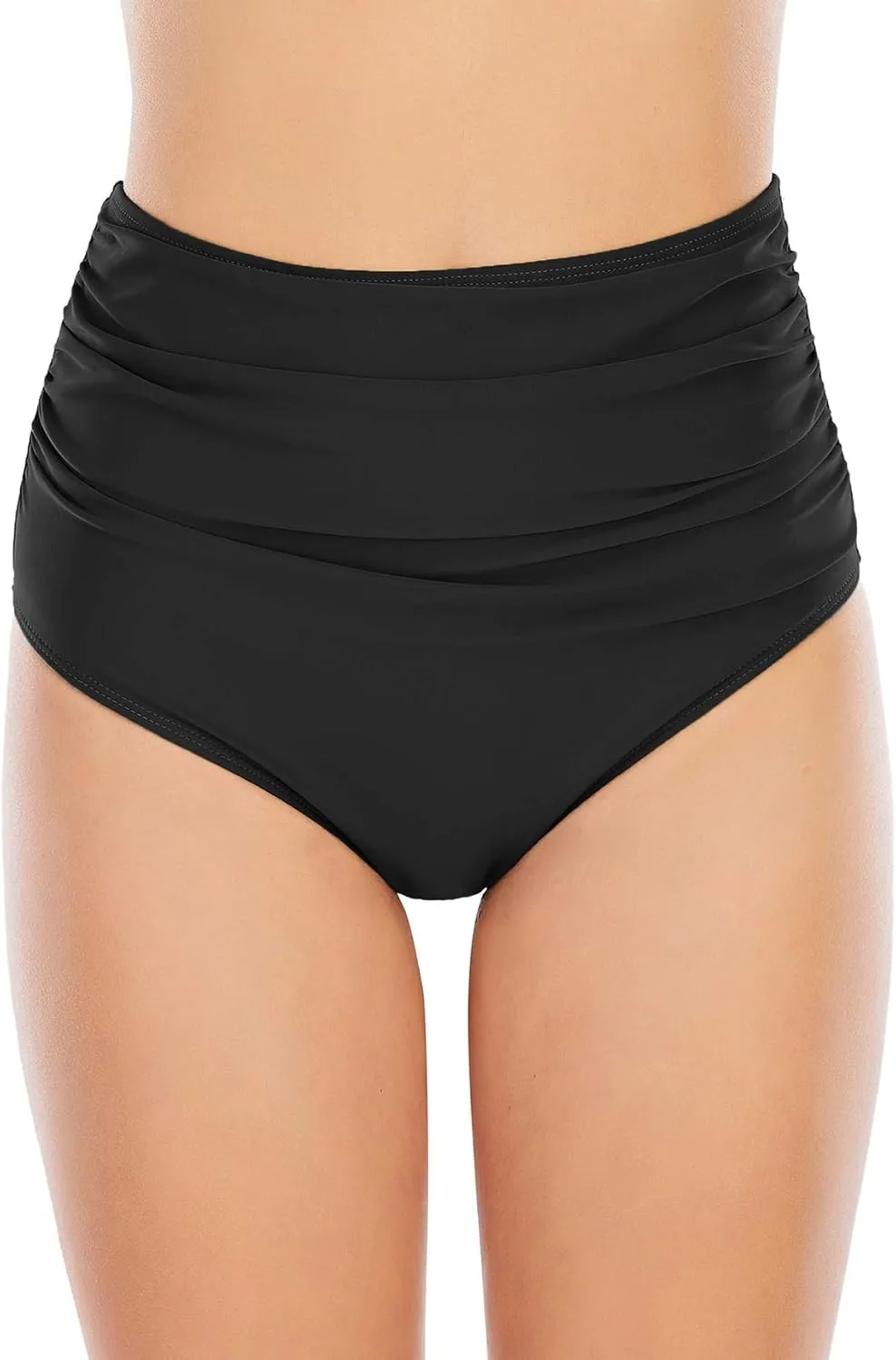 American Trends High Waisted Bikini Bottoms Ruched Tummy Control Swimsuits Bottoms Sexy Swim Bottom Bathing Suits for Women