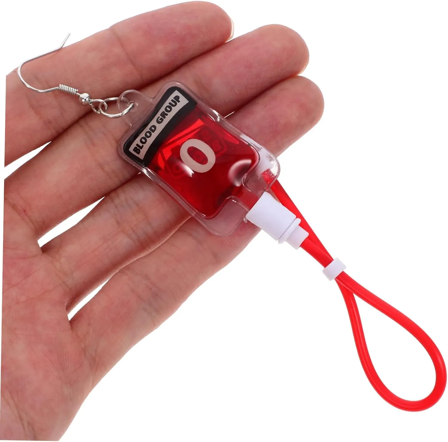 Amosfun 2 Pairs Simulated Blood Bag Earrings Cute Earring Halloween Party Earrings Blood Bag Charm Earring Blood Bag Keychain Earrings Dangling Blood Charm Earrings Drop Earrings Plastic