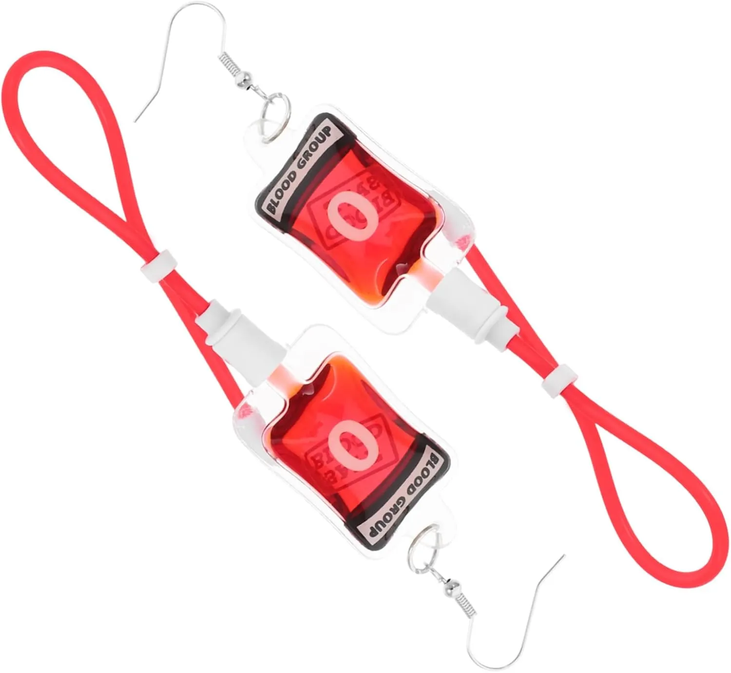 Amosfun 2 Pairs Simulated Blood Bag Earrings Cute Earring Halloween Party Earrings Blood Bag Charm Earring Blood Bag Keychain Earrings Dangling Blood Charm Earrings Drop Earrings Plastic