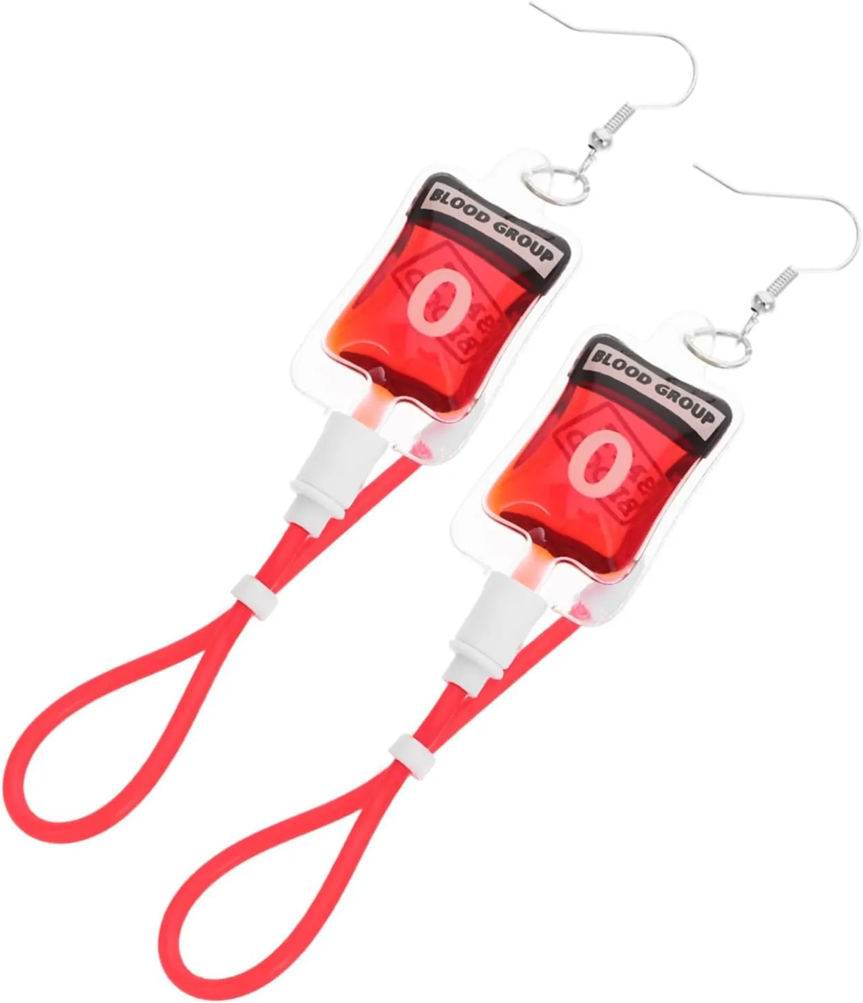 Amosfun 2 Pairs Simulated Blood Bag Earrings Cute Earring Halloween Party Earrings Blood Bag Charm Earring Blood Bag Keychain Earrings Dangling Blood Charm Earrings Drop Earrings Plastic