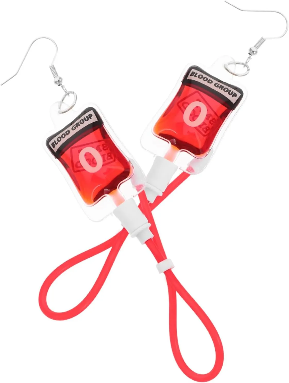 Amosfun 2 Pairs Simulated Blood Bag Earrings Cute Earring Halloween Party Earrings Blood Bag Charm Earring Blood Bag Keychain Earrings Dangling Blood Charm Earrings Drop Earrings Plastic