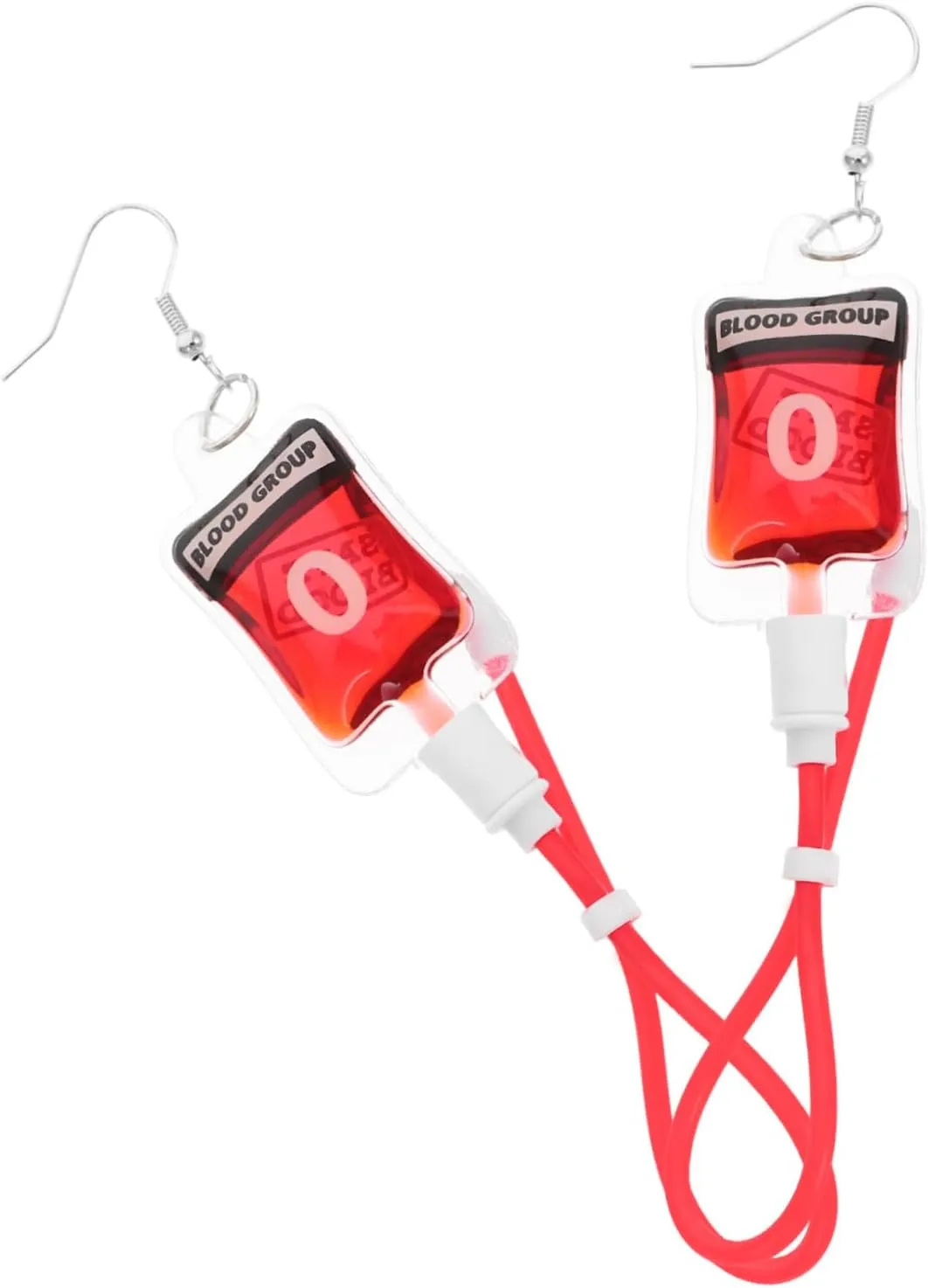 Amosfun 2 Pairs Simulated Blood Bag Earrings Cute Earring Halloween Party Earrings Blood Bag Charm Earring Blood Bag Keychain Earrings Dangling Blood Charm Earrings Drop Earrings Plastic