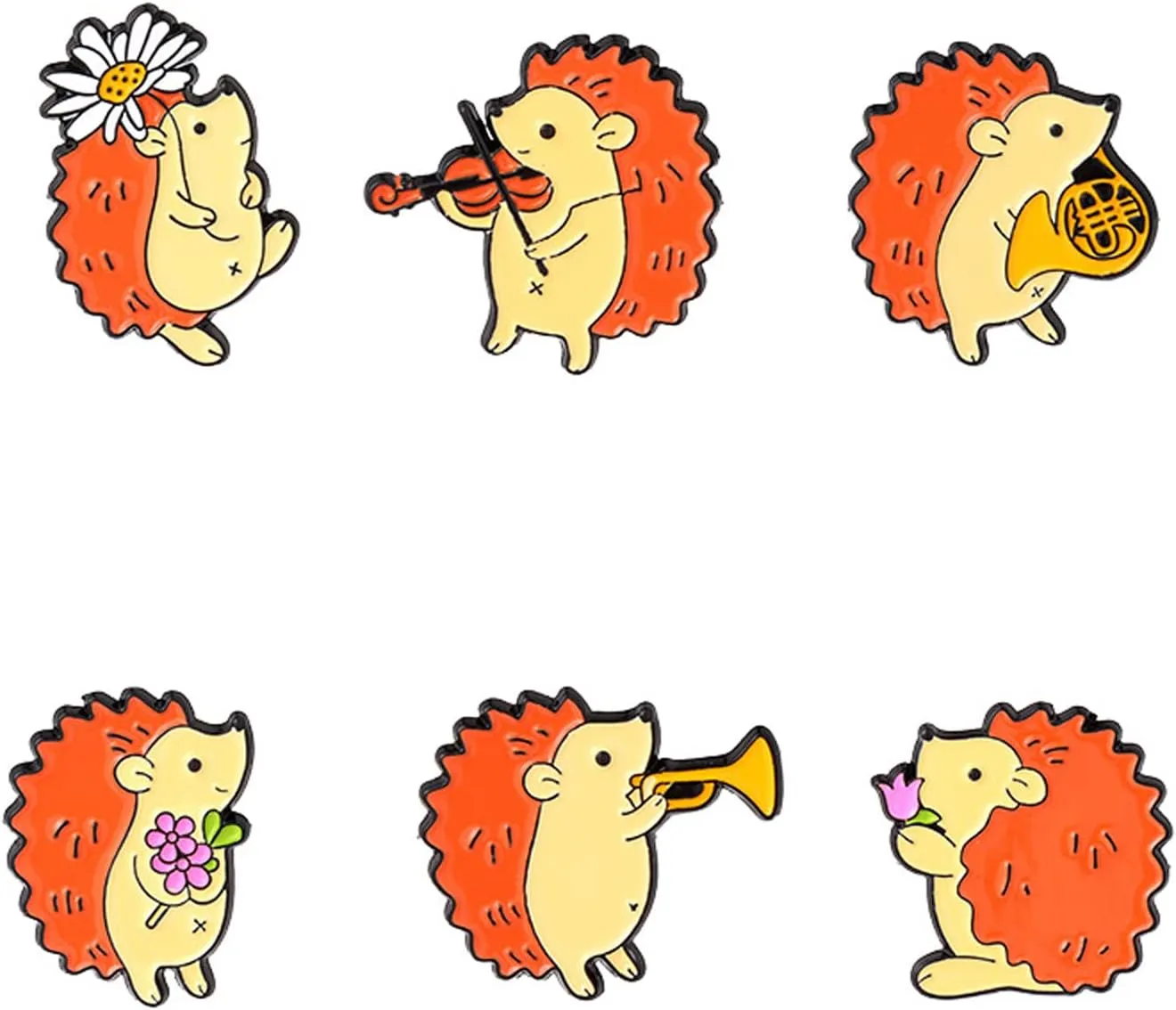 Animal Pin Cute Cartoon Enamel Brooch Kawaii Bags Backpacks Jackets Hat Accessory Decoration (Little Hedgehog)