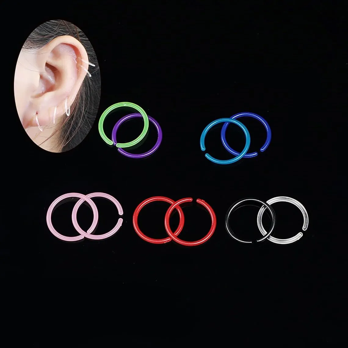AoedeJ 100 Pcs Clear Earrings for Sports with Plastic Earring Backs, Invisible