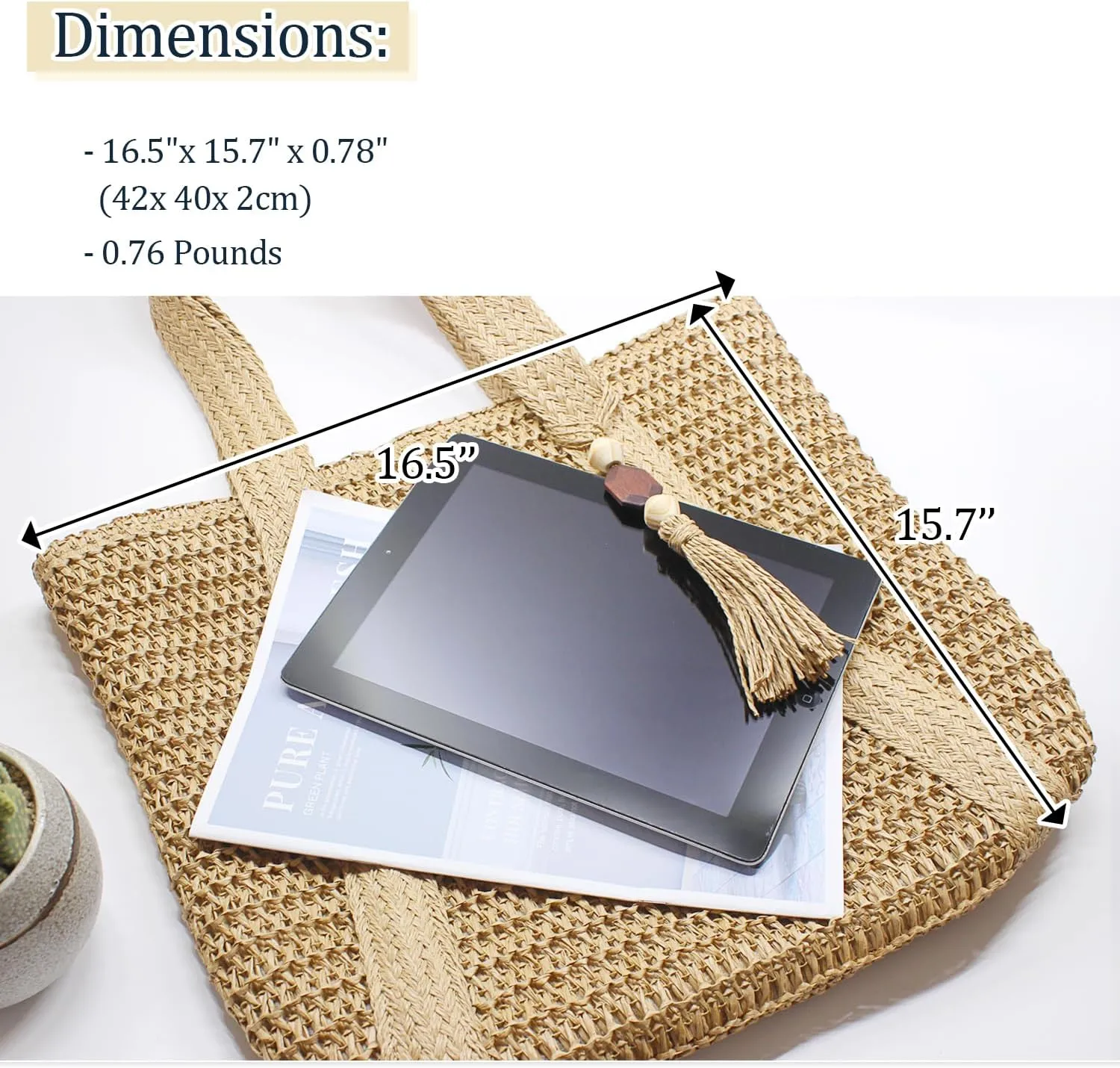 Aovtero Straw Beach Bag for Women Woven Structured Tote Bag Summer Shoulder Handbags