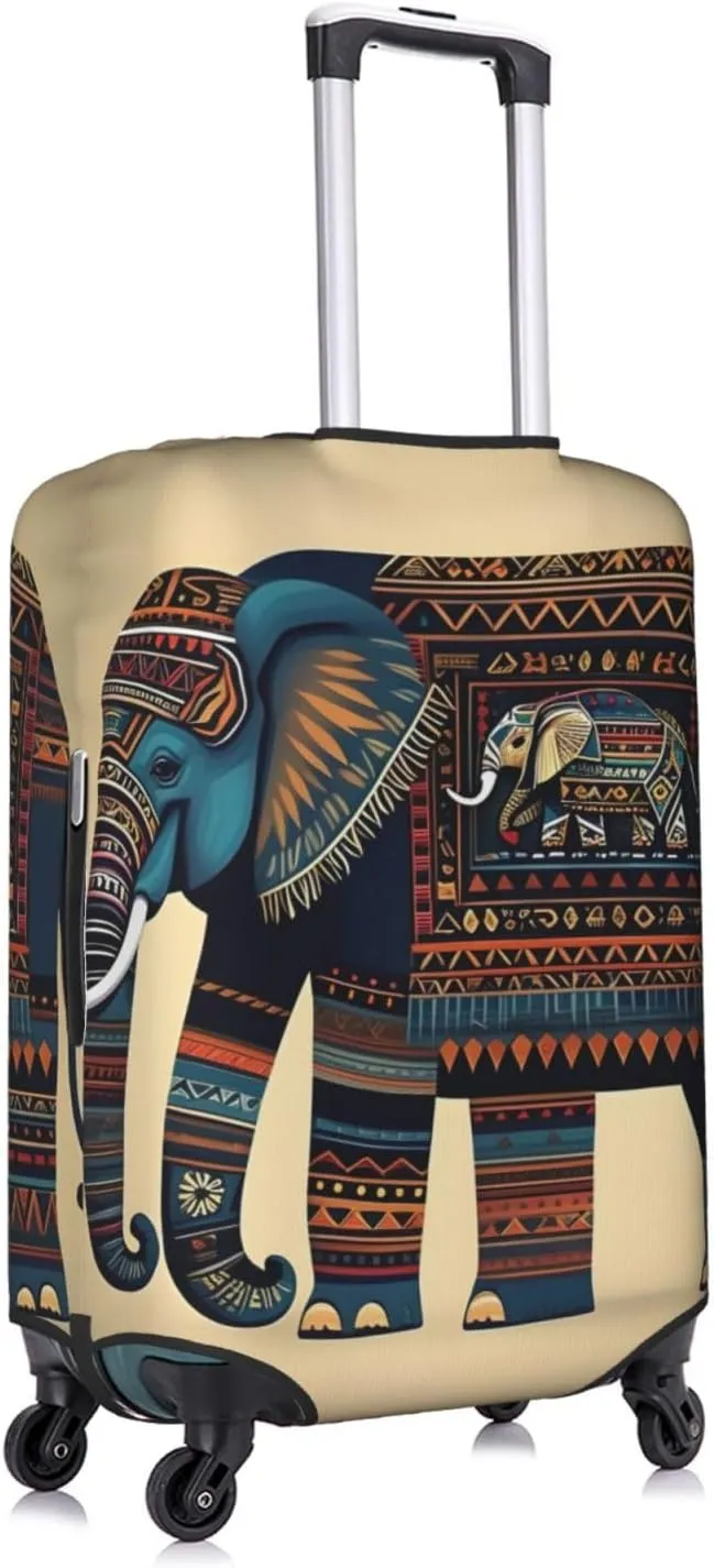 aztec elephant Print Practical Elastic Washable Travel Luggage Cover with Concealed Zipper for Suitcases