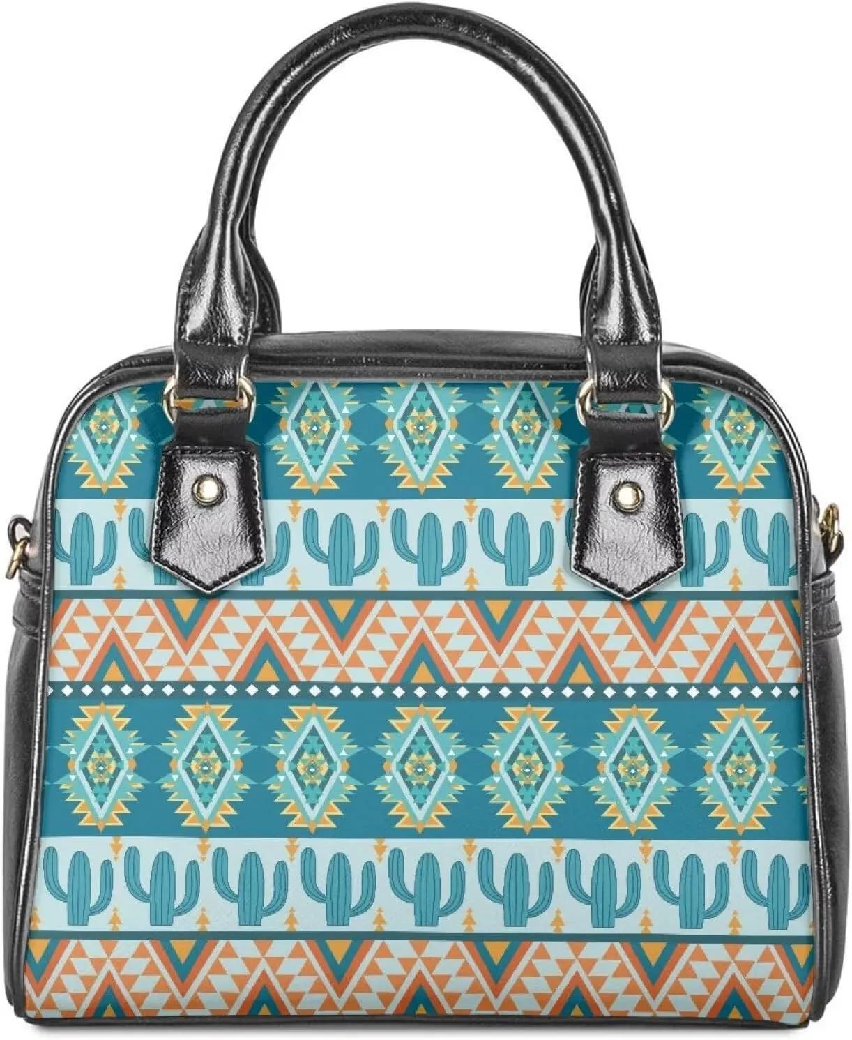 Aztec Print Pattern Western Ethnic Women Tote Bag Handbags PU Leather Fashion Shoulder Bags Saddle Bag