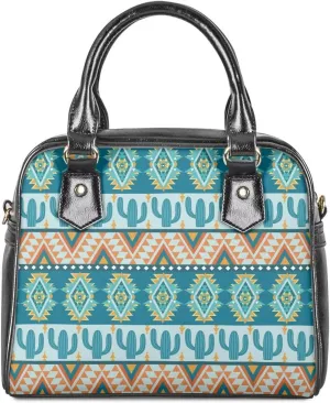 Aztec Print Pattern Western Ethnic Women Tote Bag Handbags PU Leather Fashion Shoulder Bags Saddle Bag