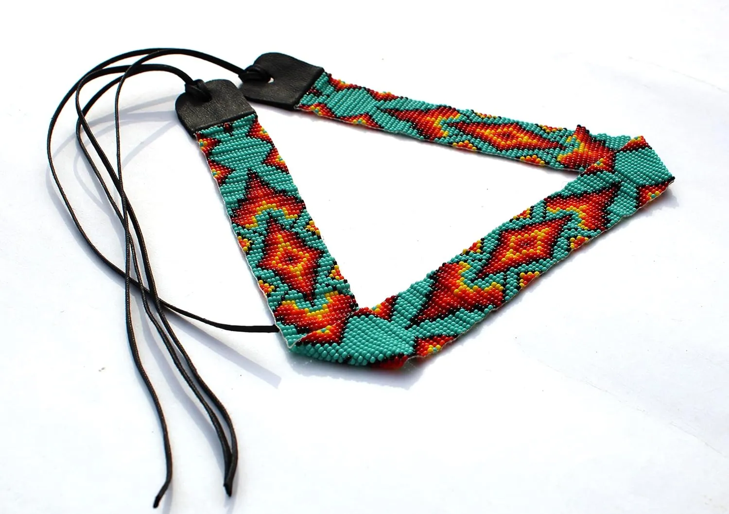 Beaded Hatband With Cuff Bracelet Native American Style Southwestern Cow Rode Handmade Head/Hat Band Collection