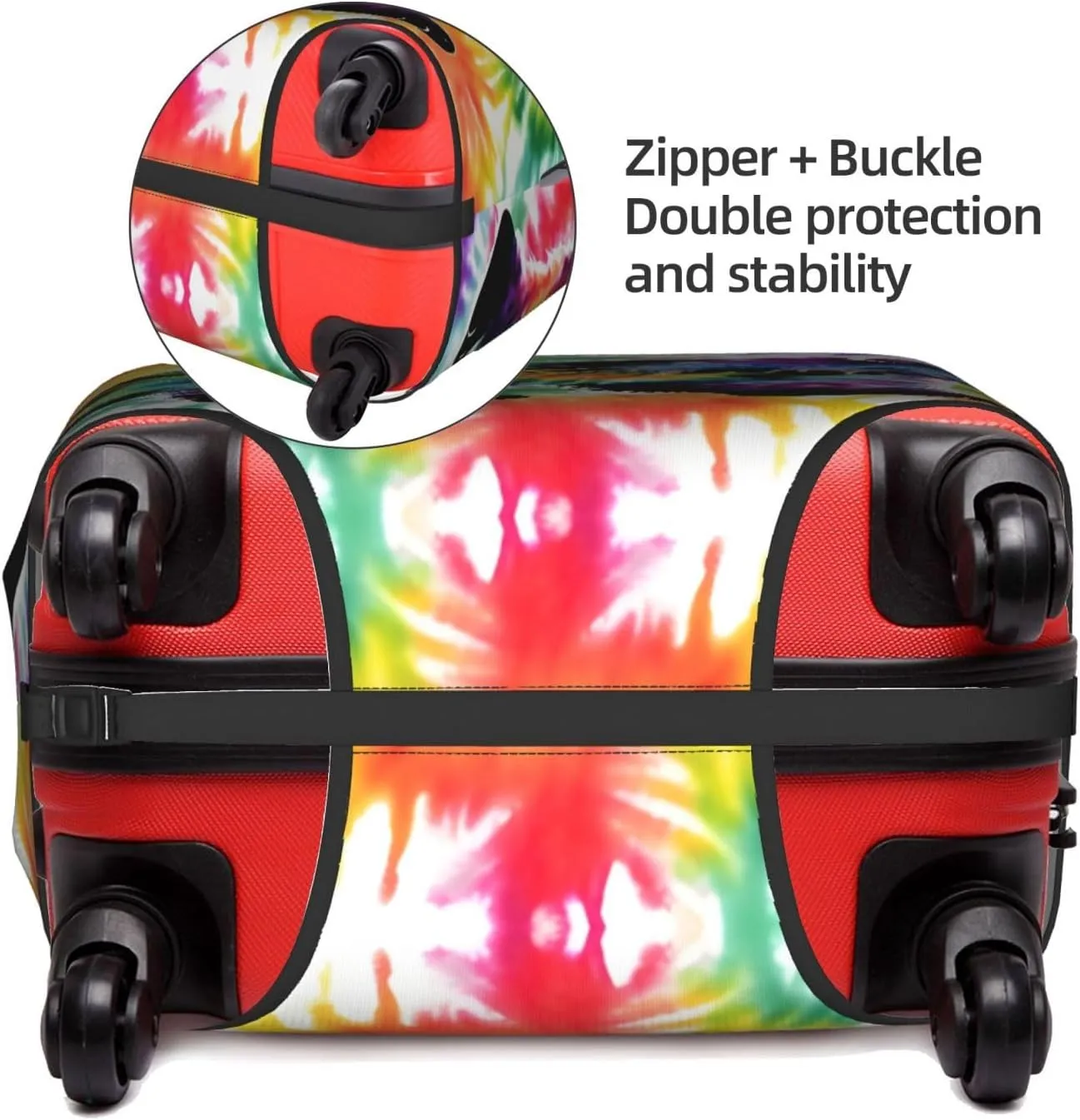 Bear Dancing Tie Dye Print Practical Elastic Washable Travel Luggage Cover with Concealed Zipper for Suitcases