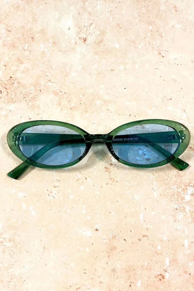 BEATRICE RETRO OVAL FRAME SUNGLASSES GREEN