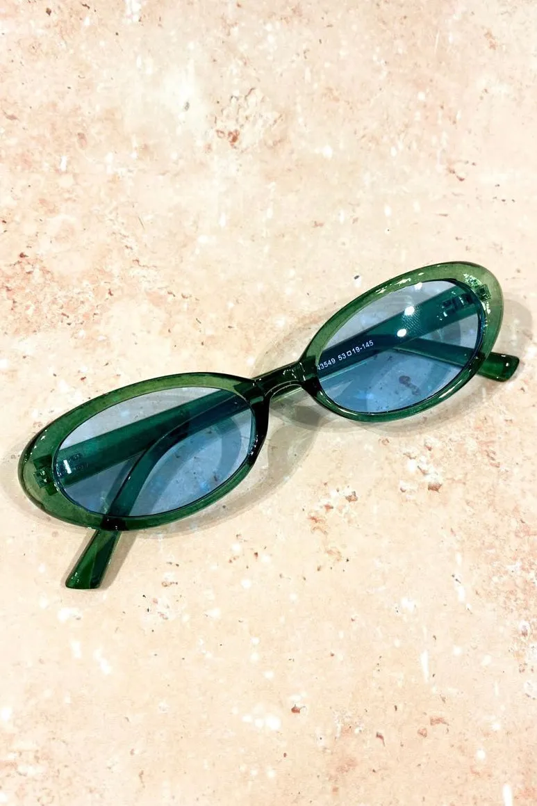BEATRICE RETRO OVAL FRAME SUNGLASSES GREEN