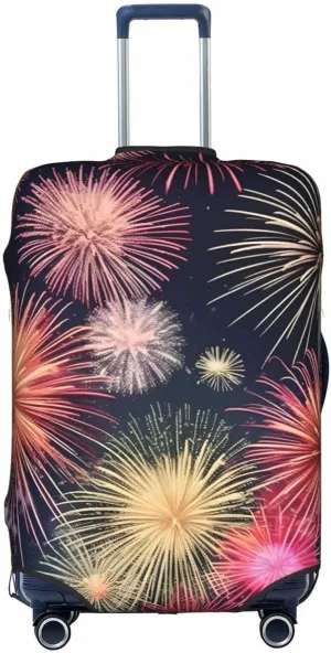 Beautiful Firework Print Practical Elastic Washable Travel Luggage Cover with Concealed Zipper for Suitcases
