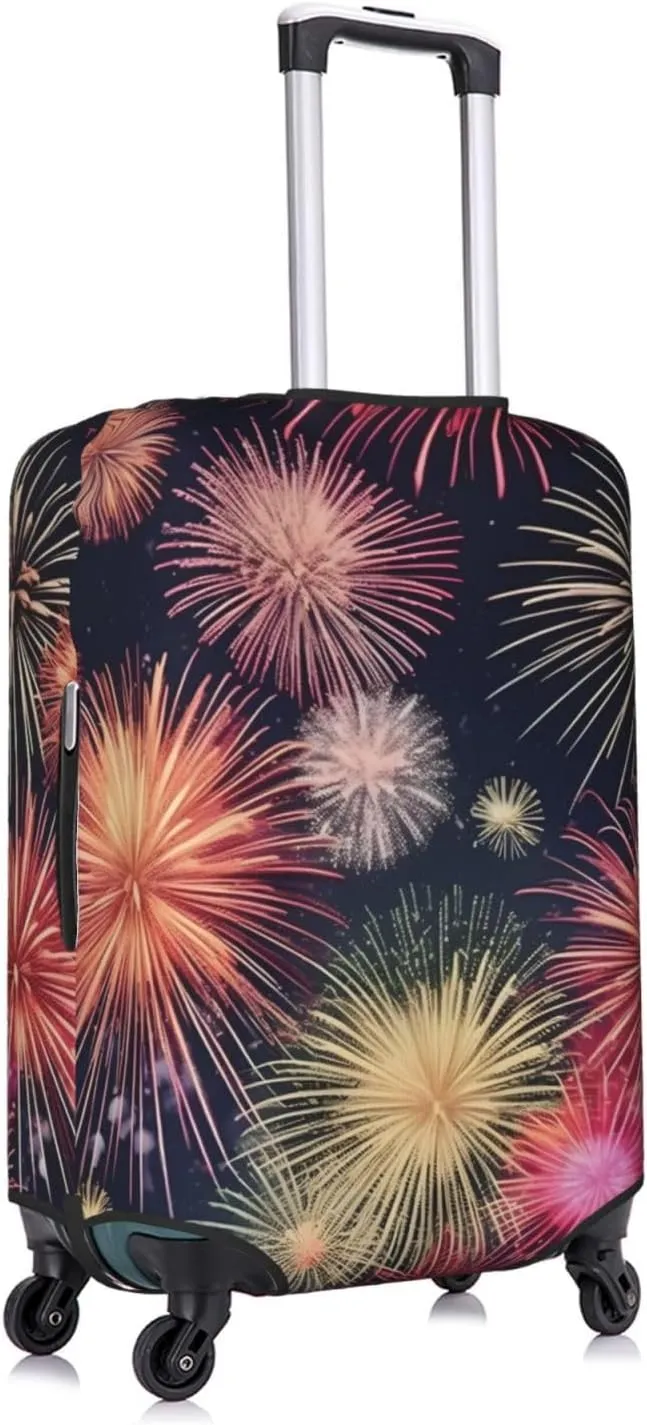Beautiful Firework Print Practical Elastic Washable Travel Luggage Cover with Concealed Zipper for Suitcases