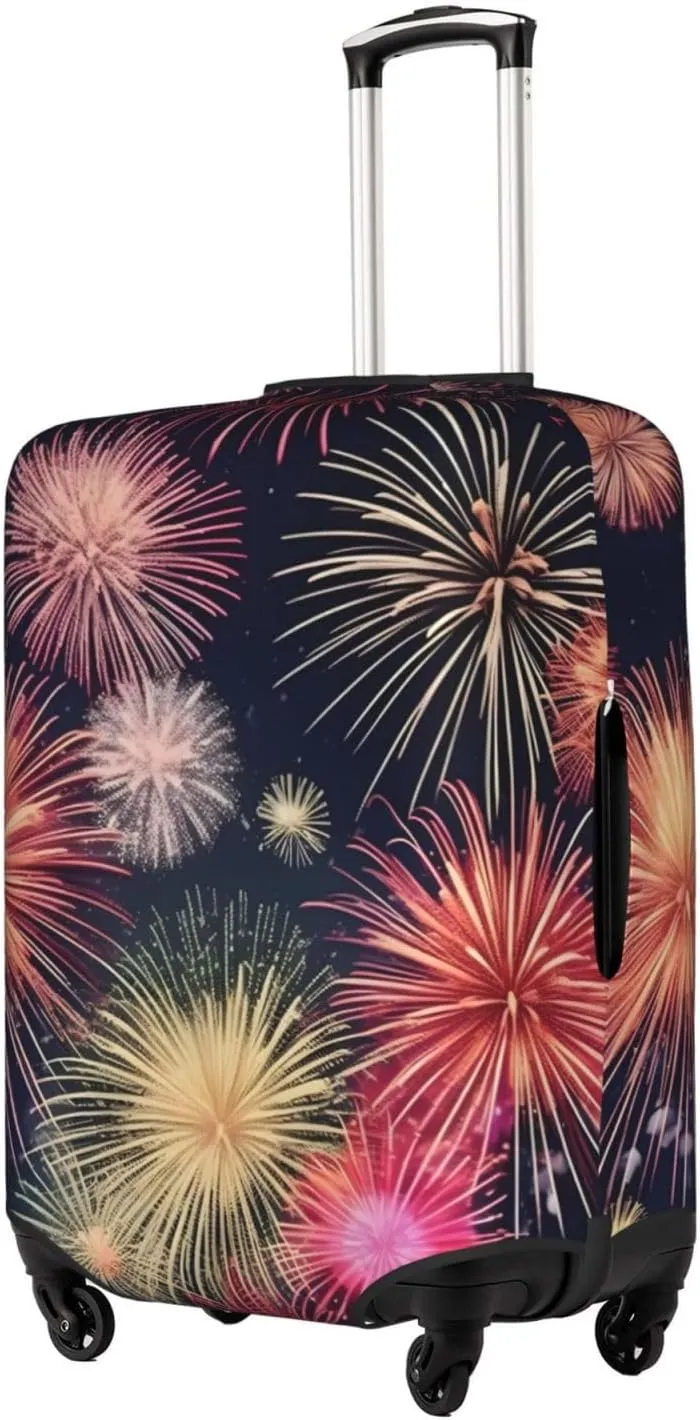 Beautiful Firework Print Practical Elastic Washable Travel Luggage Cover with Concealed Zipper for Suitcases