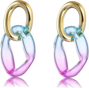 BESPORTBLE Minimalist Pendant Earrings for Women Dangle Loop Earrings Resin Chained Design Chic and Impressive Present