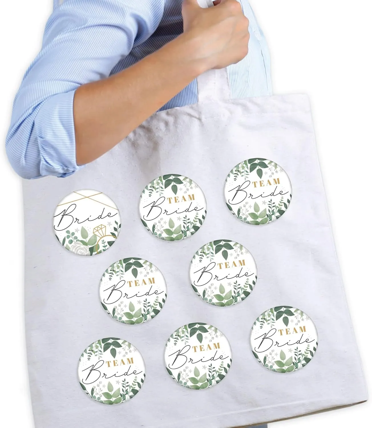 Big Dot of Happiness Bridal Shower and Bachelorette Party Badge - Pinback Buttons - Set of 8