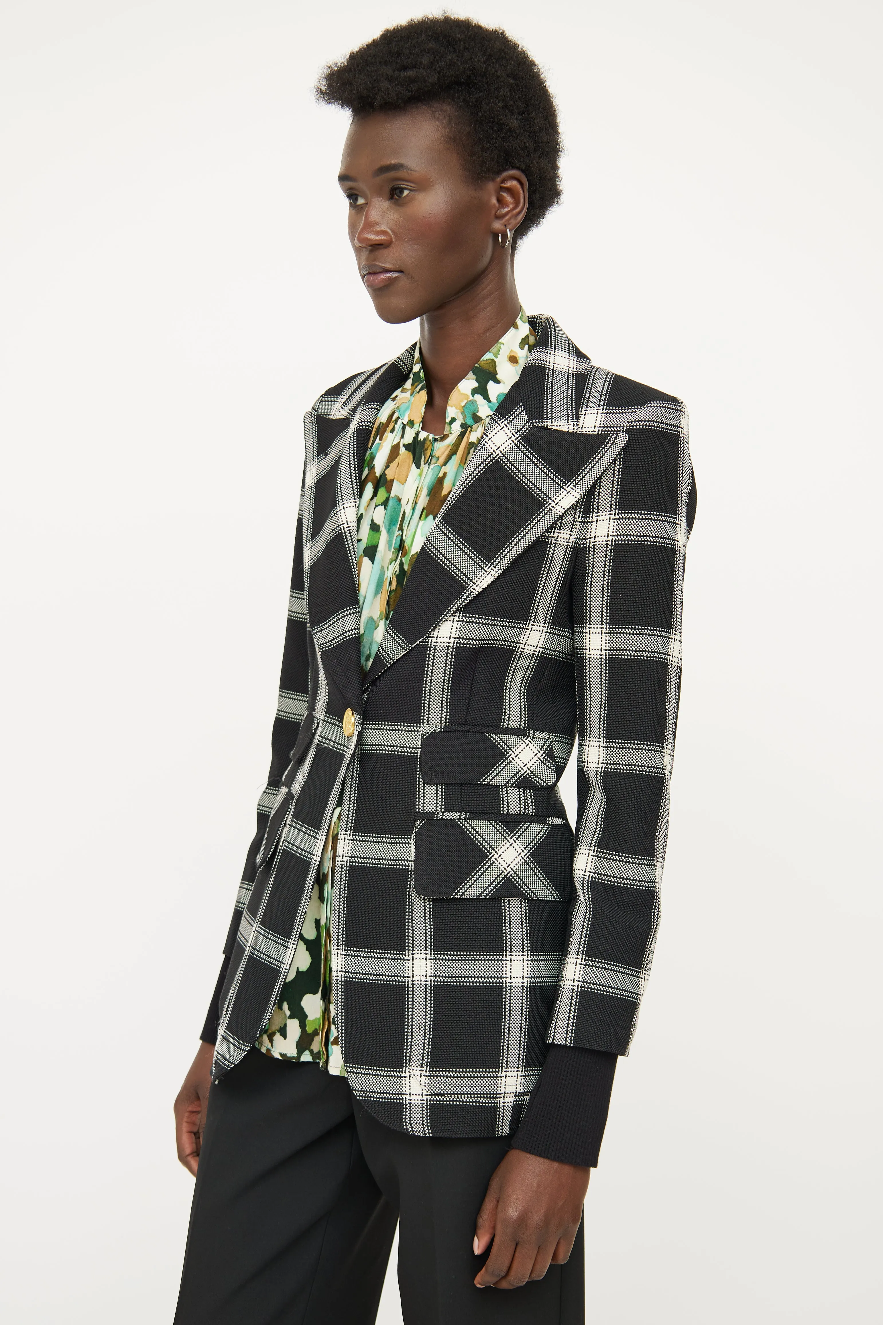 Black & Cream Peak Lapel Blazer