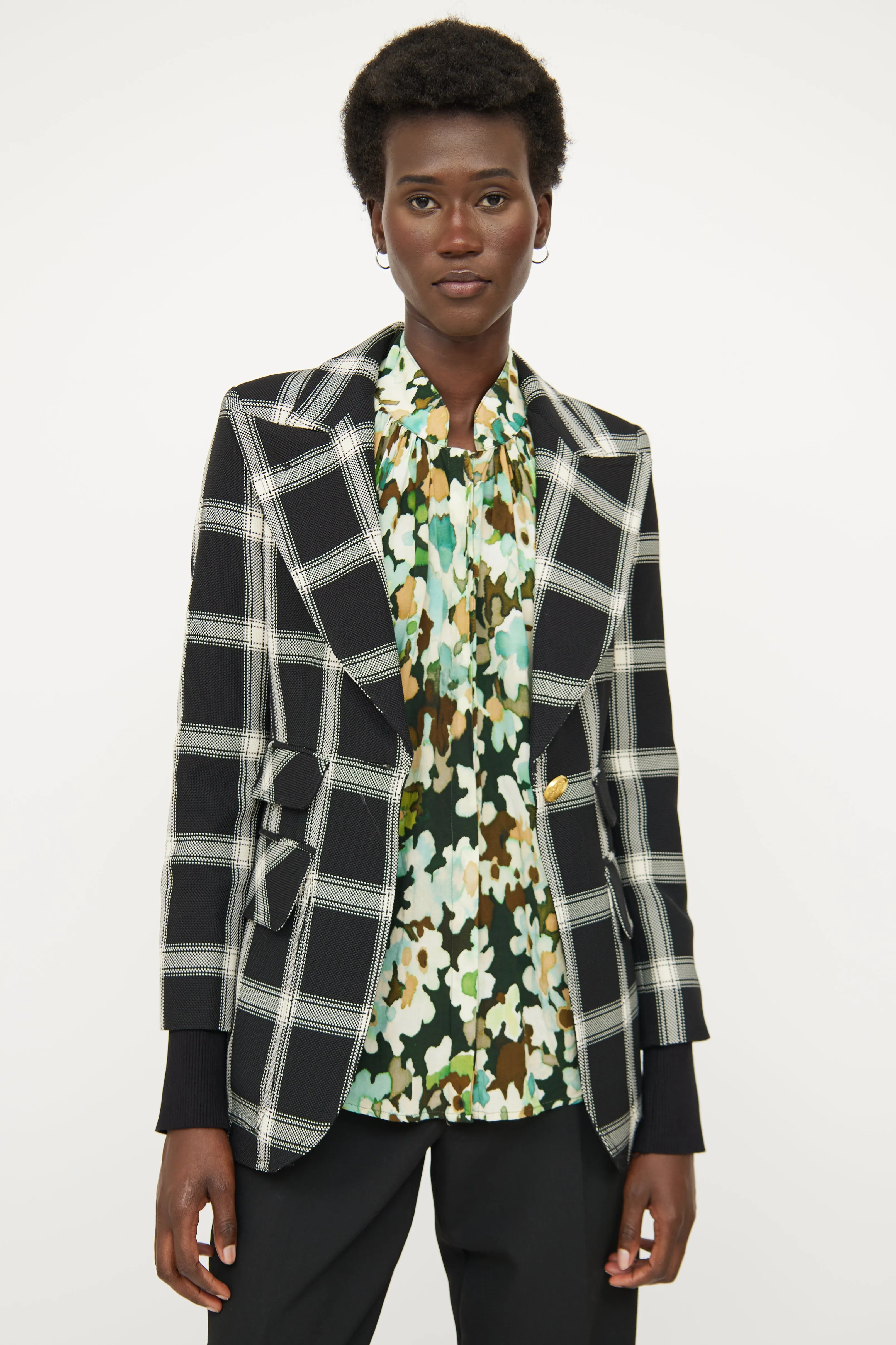 Black & Cream Peak Lapel Blazer