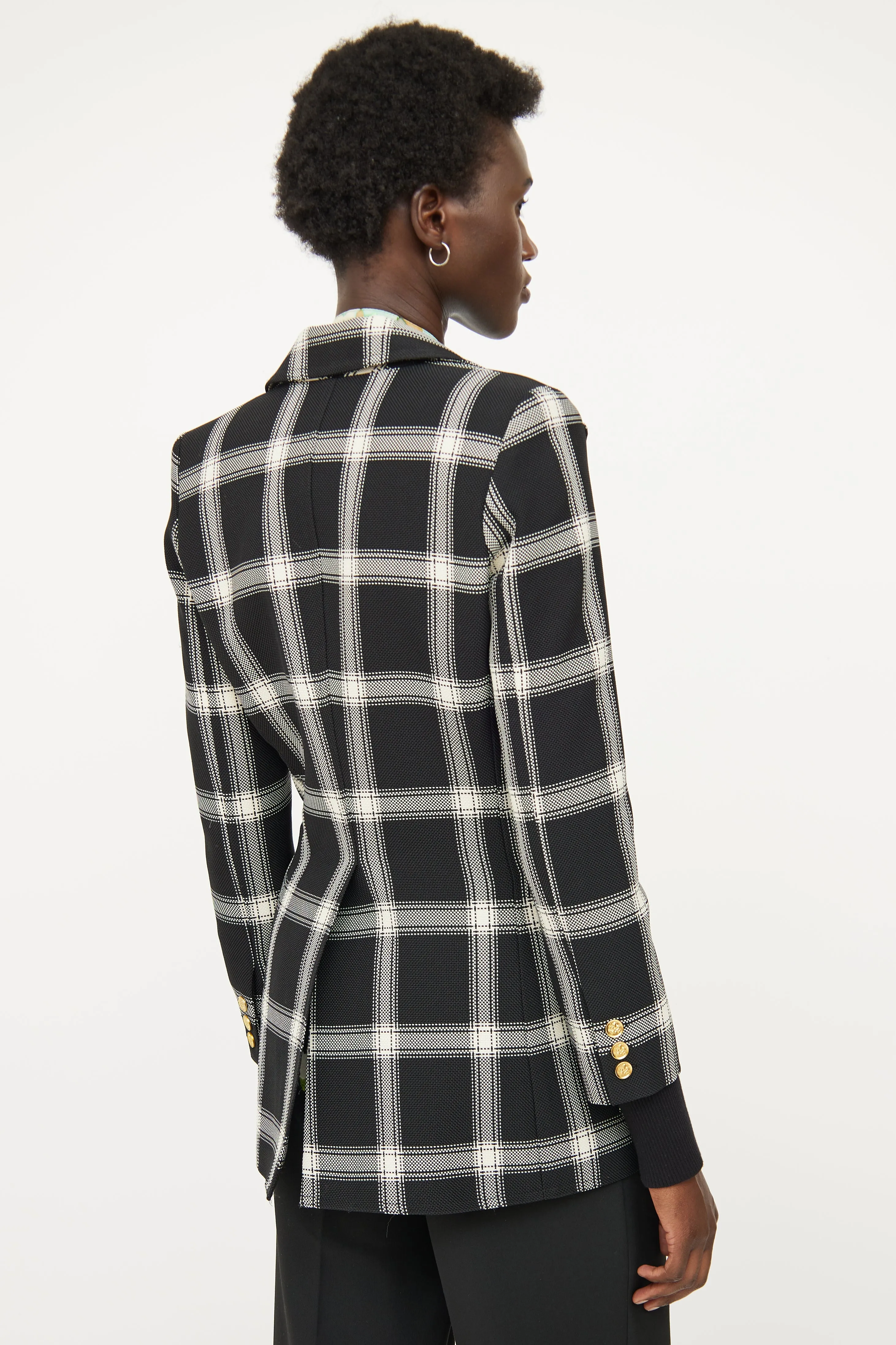 Black & Cream Peak Lapel Blazer
