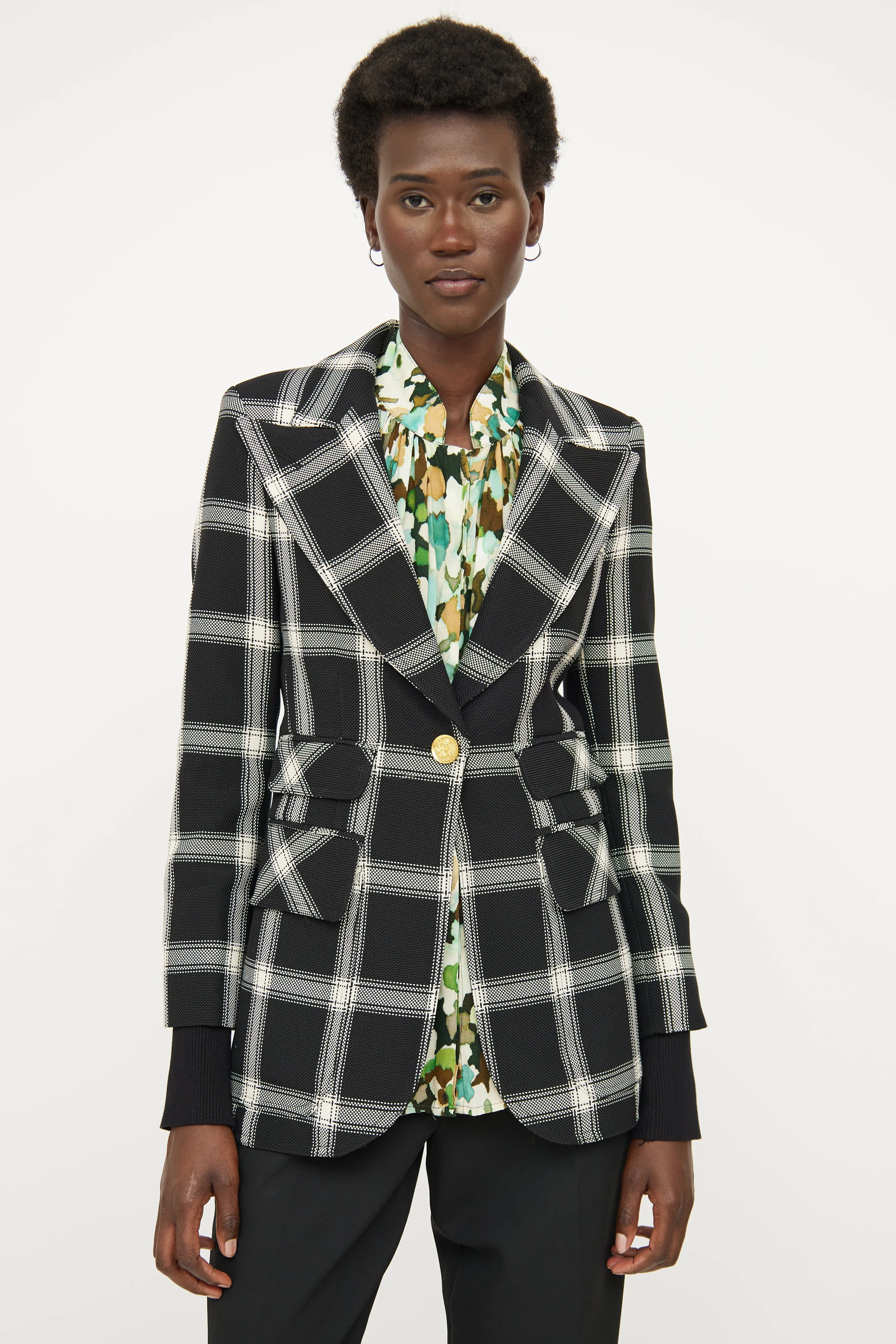 Black & Cream Peak Lapel Blazer