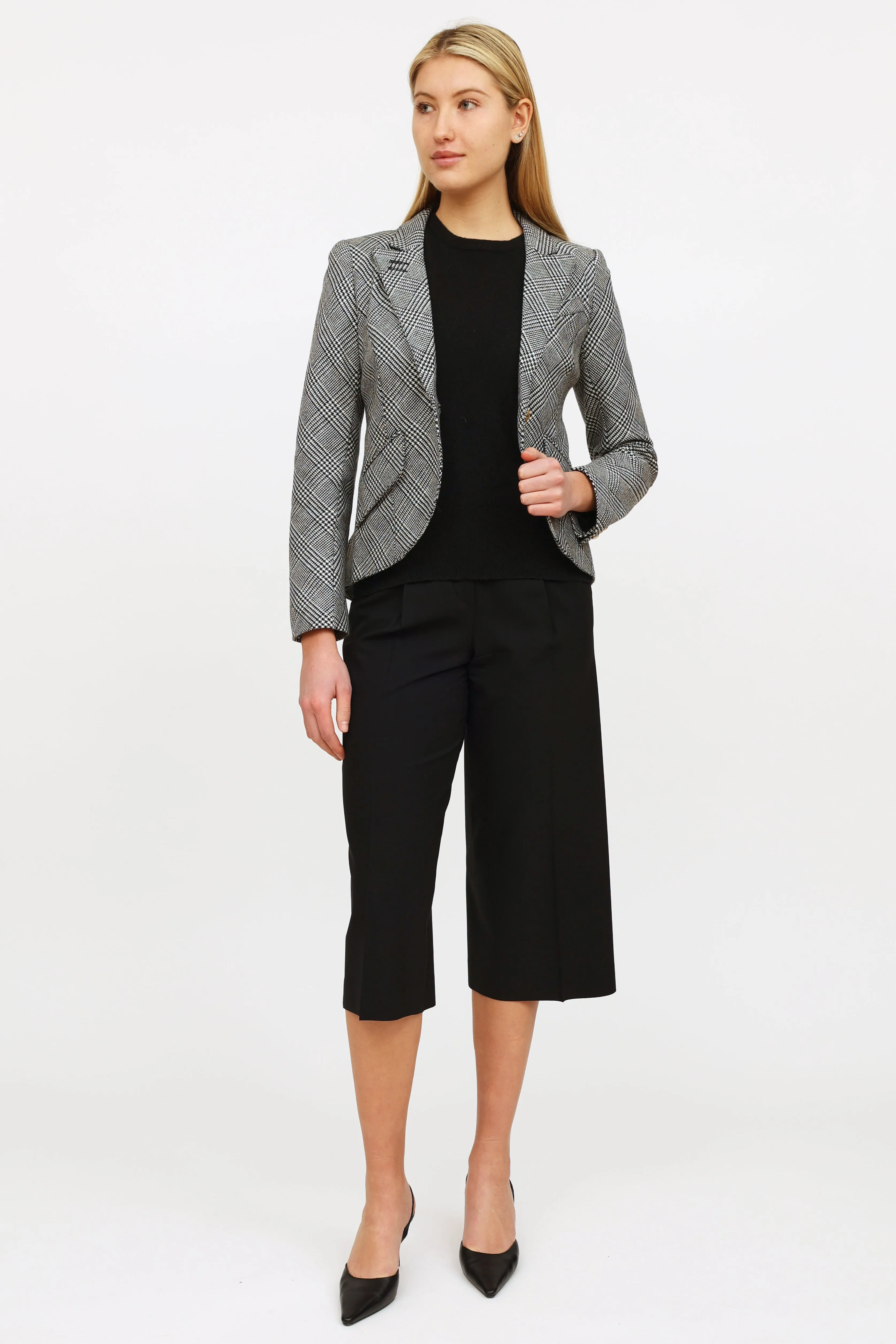 Black & White Herringbone Blazer