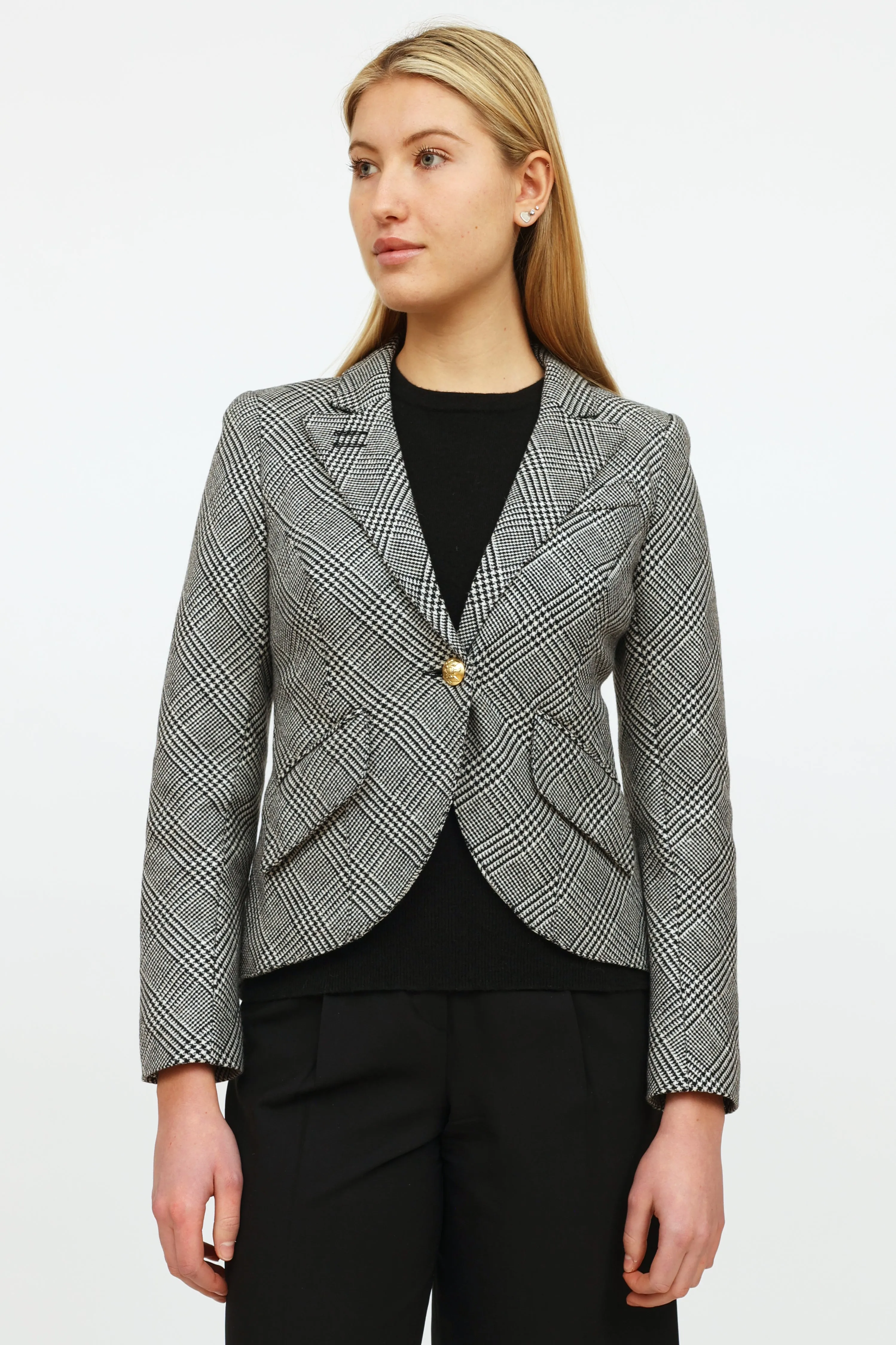 Black & White Herringbone Blazer