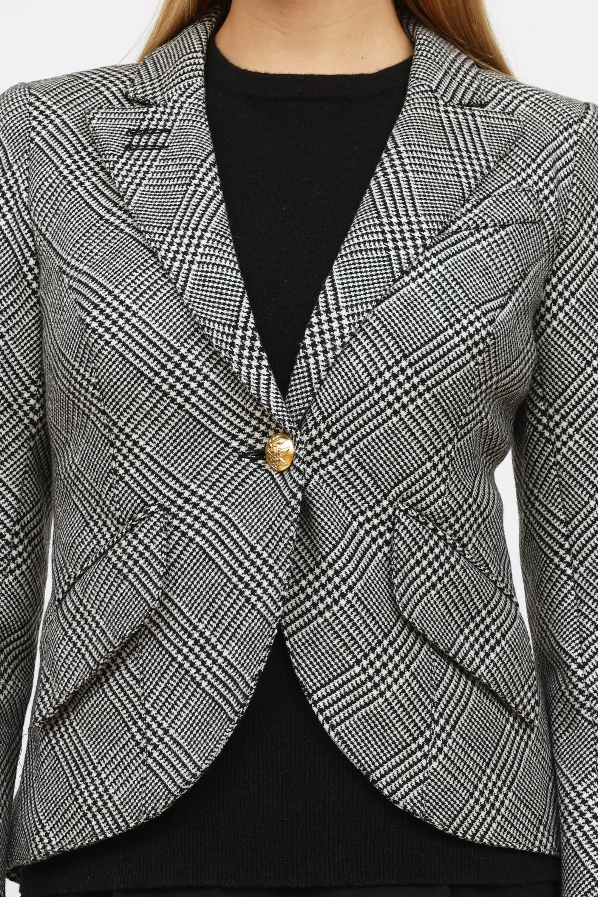 Black & White Herringbone Blazer
