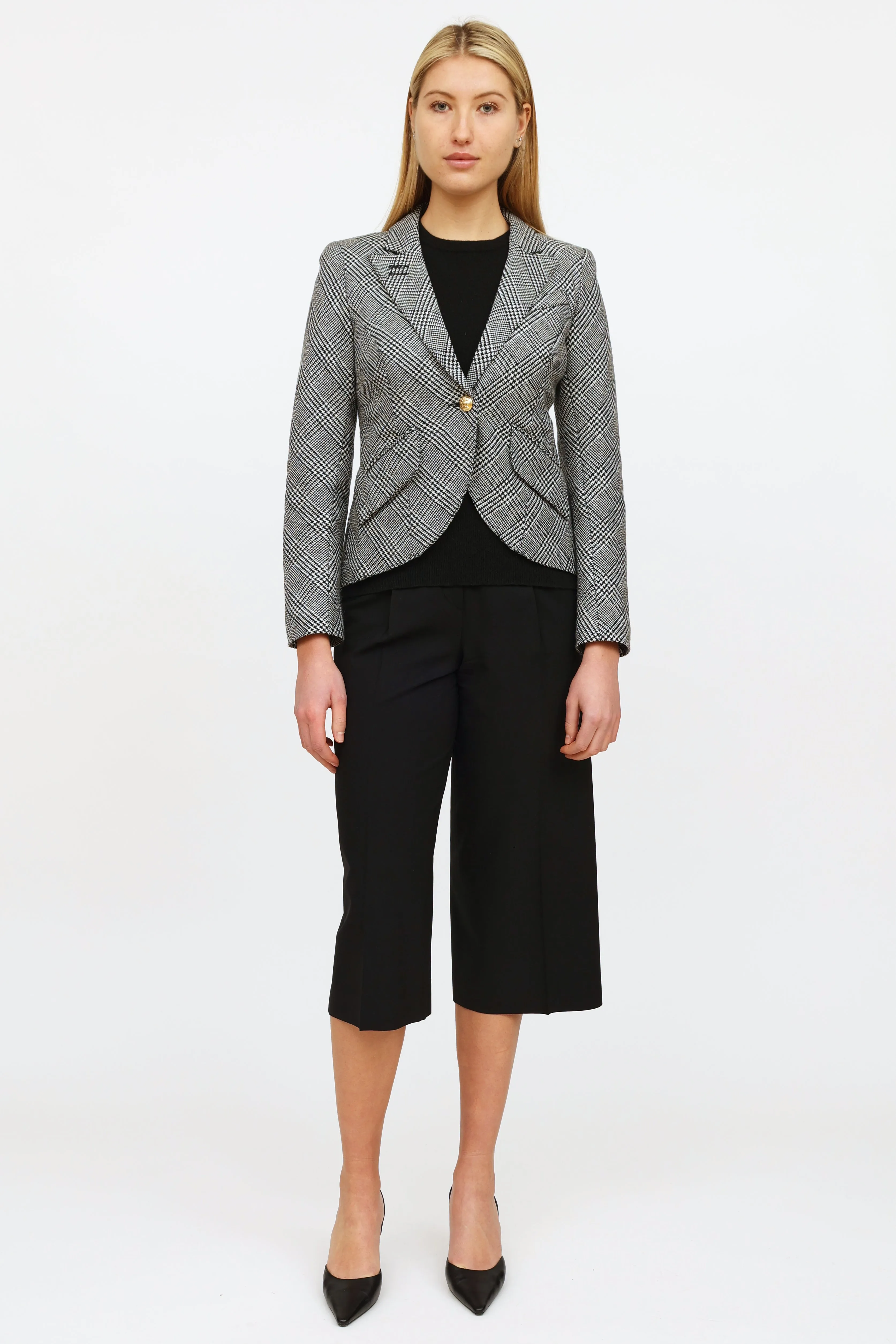 Black & White Herringbone Blazer