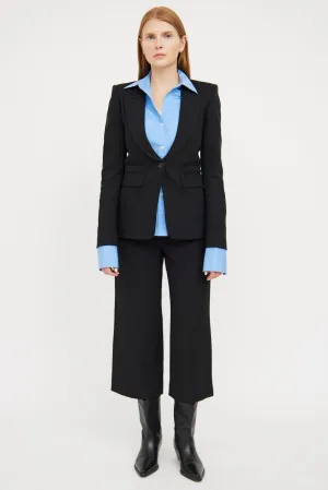 Black Peak Lapel Fringe Detail Blazer
