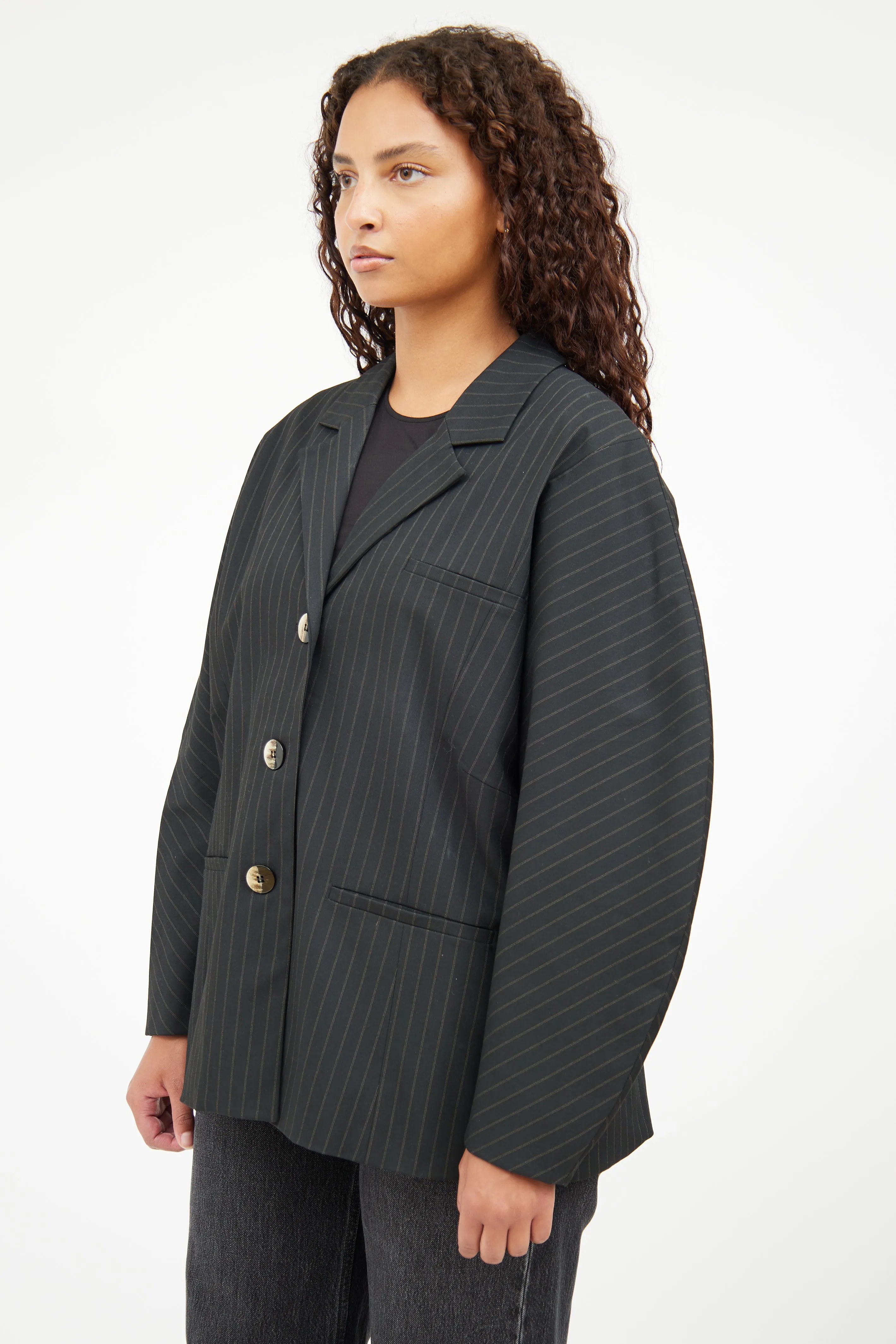 Black Pinstripe Blazer