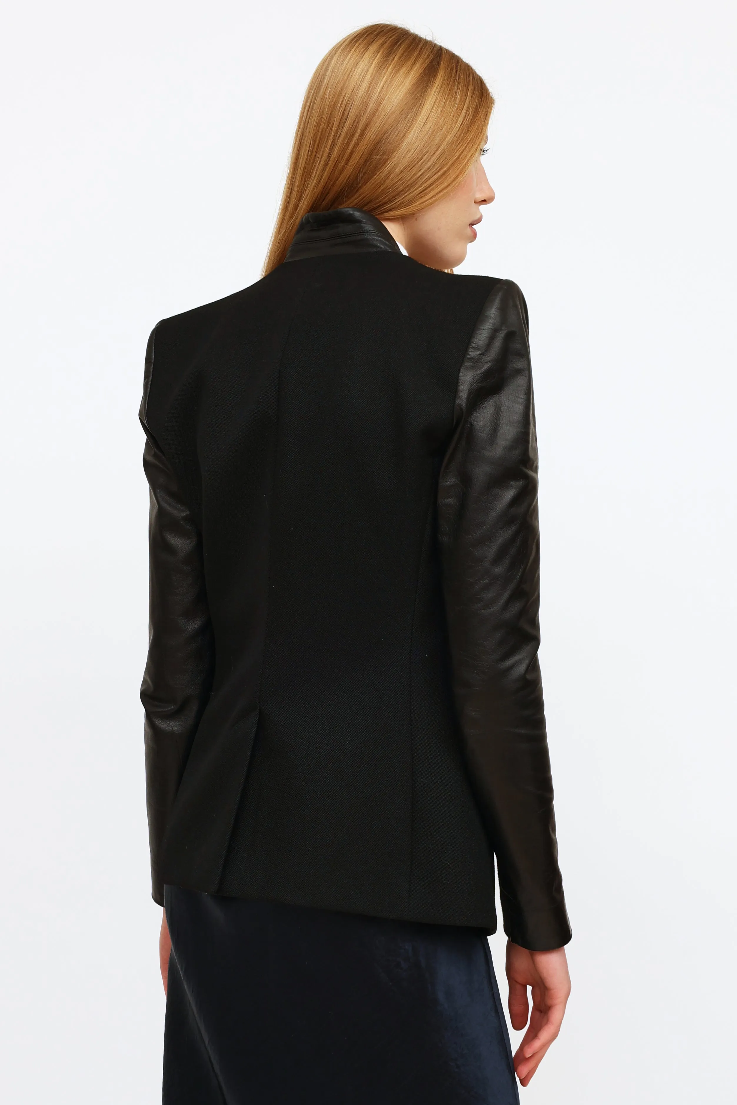 Black Wool & Leather Blazer