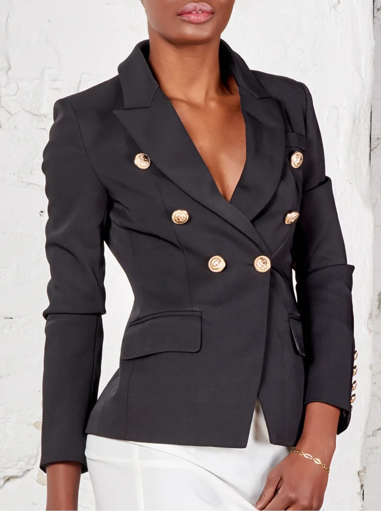 Blazer - Dames - Dubbelzijdig, Satijnen Stijl met Elegante Pasvorm