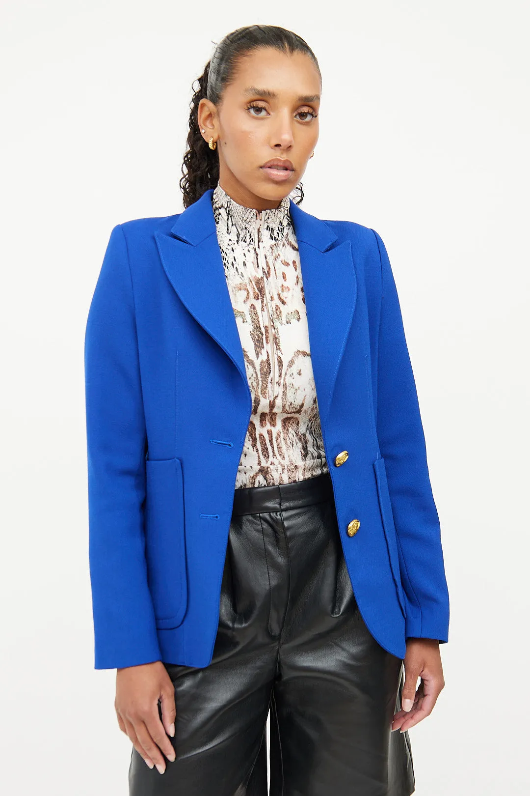 Blue Notched Lapel Blazer