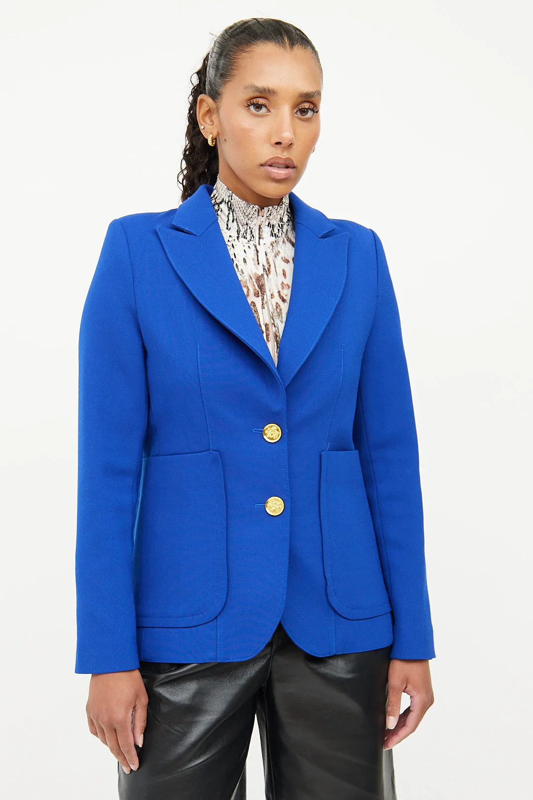 Blue Notched Lapel Blazer