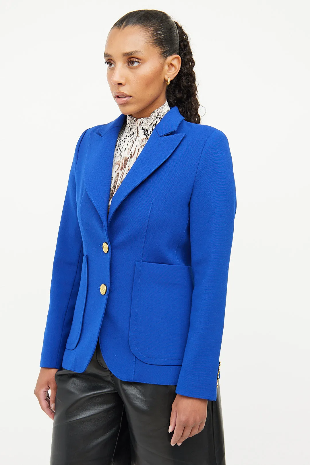 Blue Notched Lapel Blazer