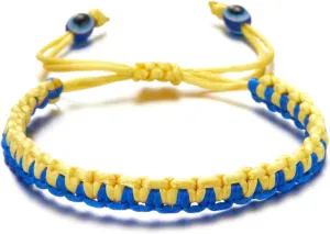 Blue Yellow Braided Bracelets Adjustable Woven Rope Charm Bracelets Handmade Wrap Bracelets Wrist Cord Bangle