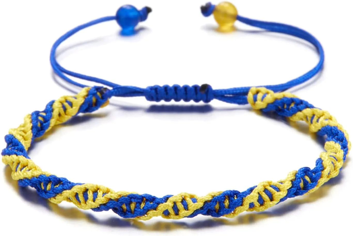 Blue Yellow Braided Bracelets Adjustable Woven Rope Charm Bracelets Handmade Wrap Bracelets Wrist Cord Bangle