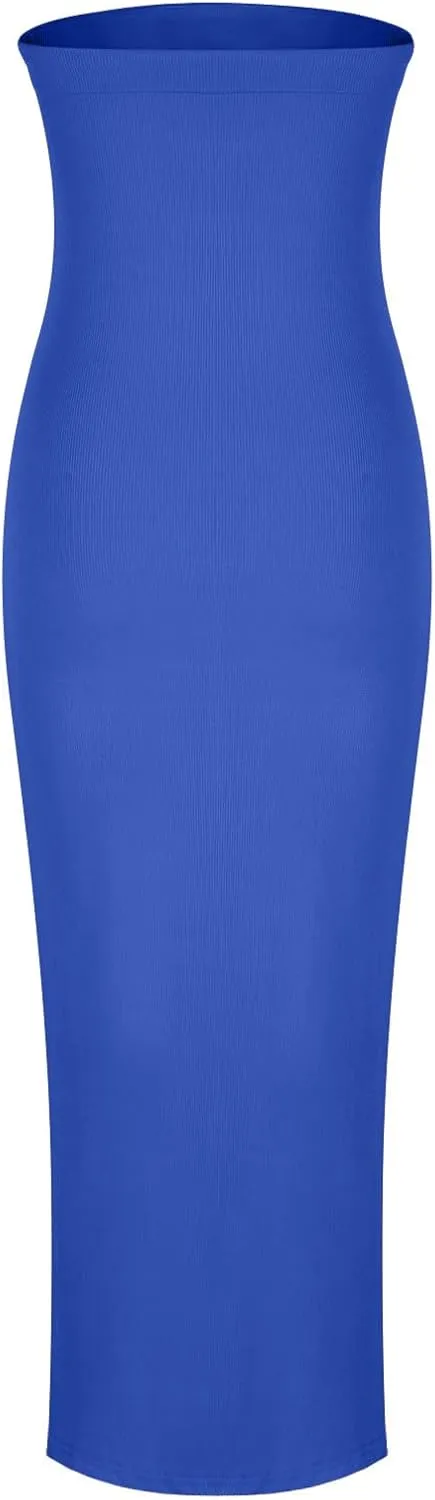 Bodycon Dresses for Women Sexy Strapless Tube Top Dress Side Split HOCO Maxi Dresses 2024 Summer Wedding Guest Dress
