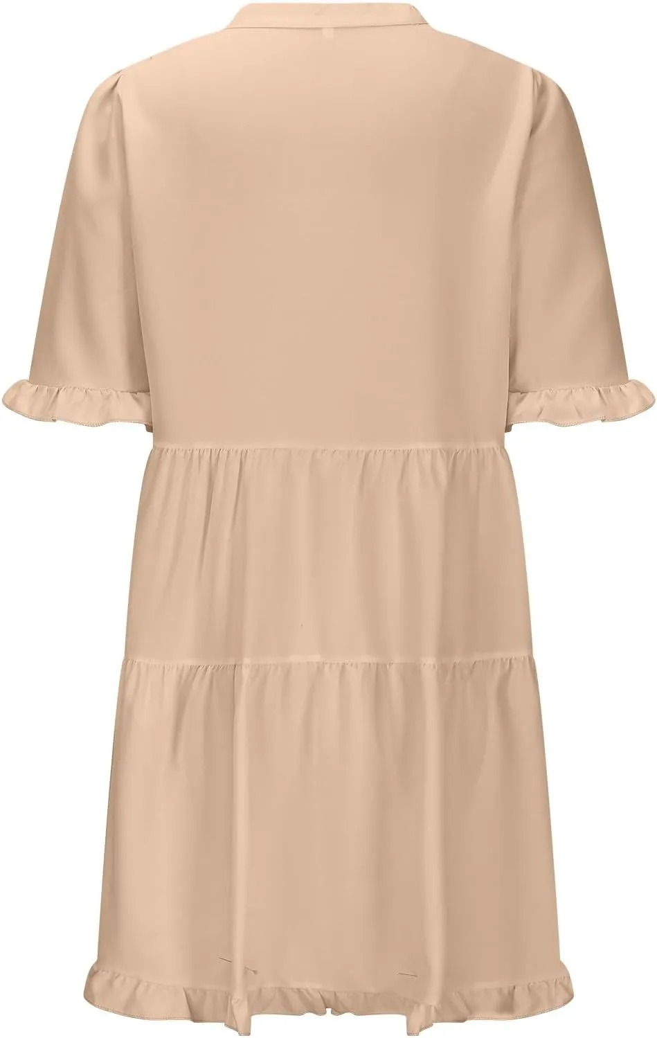 Boho Beach Dresses for Women 2025 Vacation Cute Doll Collar Pleated Flowy Ruffle Dress Summer Casual Swing Midi Dress
