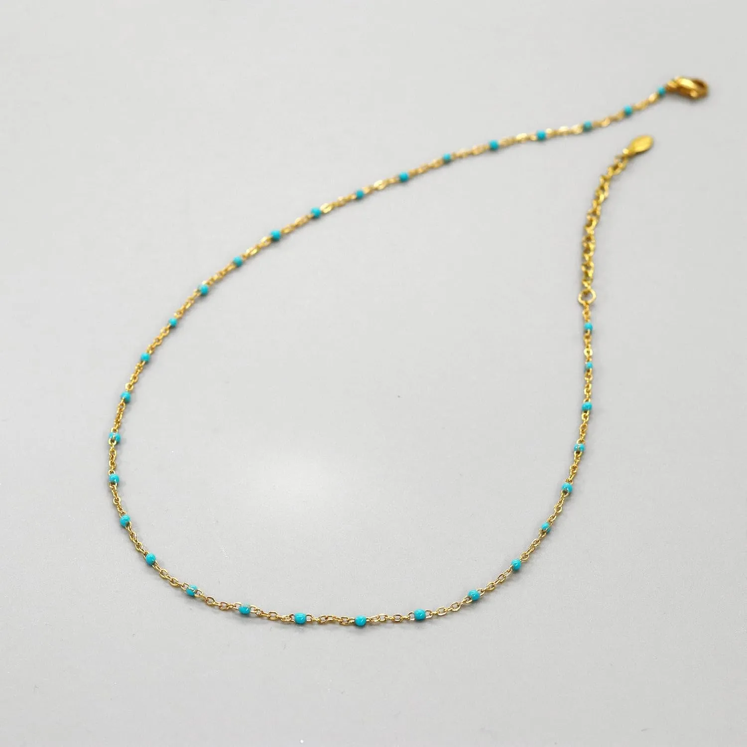 Boho Colorful Beaded Choker Necklace for Women, Rainbow Round Bead 14K Gold Plated Choker Necklace Simple Fresh Beads Beach Wedding Prom Bridal Jewelry