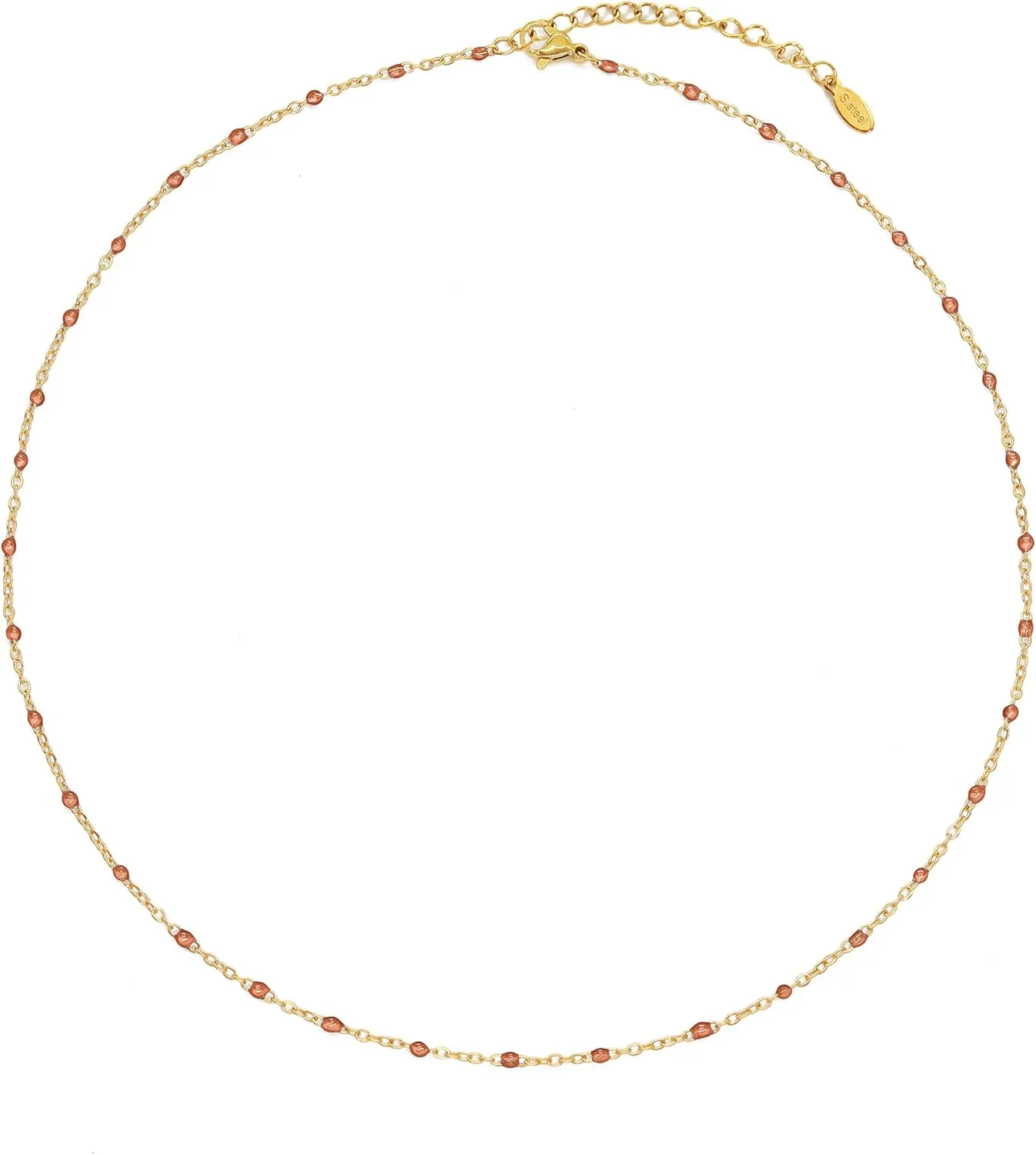 Boho Colorful Beaded Choker Necklace for Women, Rainbow Round Bead 14K Gold Plated Choker Necklace Simple Fresh Beads Beach Wedding Prom Bridal Jewelry