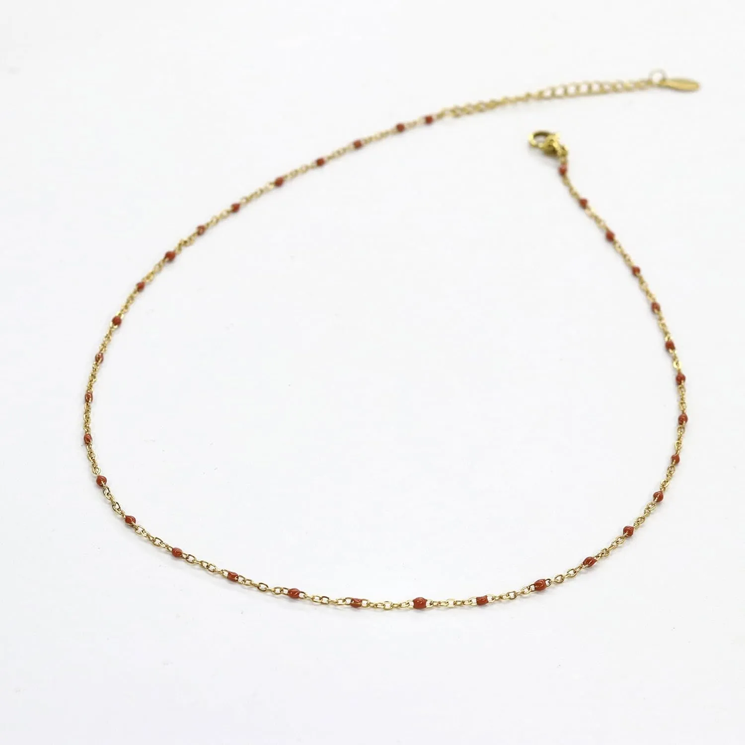 Boho Colorful Beaded Choker Necklace for Women, Rainbow Round Bead 14K Gold Plated Choker Necklace Simple Fresh Beads Beach Wedding Prom Bridal Jewelry