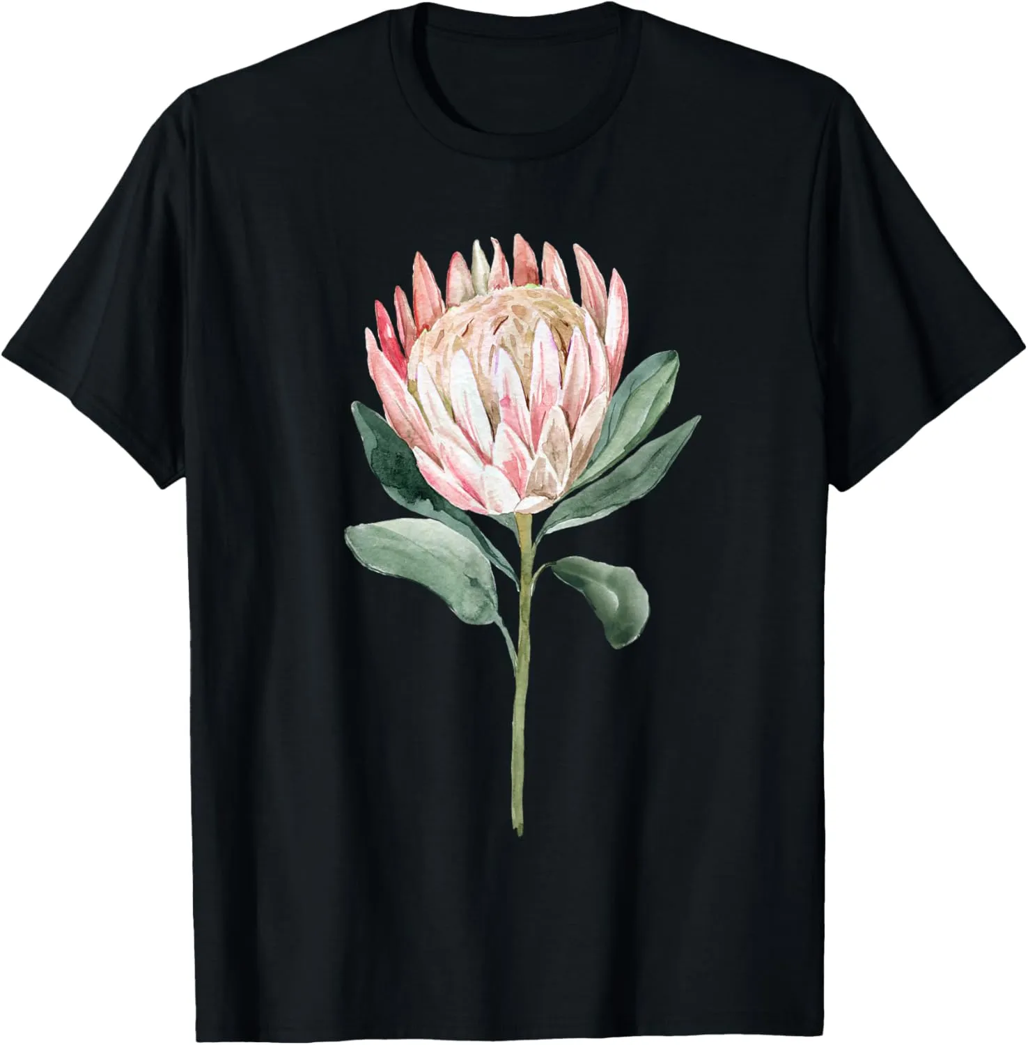 Boho Protea Blossom Flower Watercolor Botanical Garden Art T-Shirt