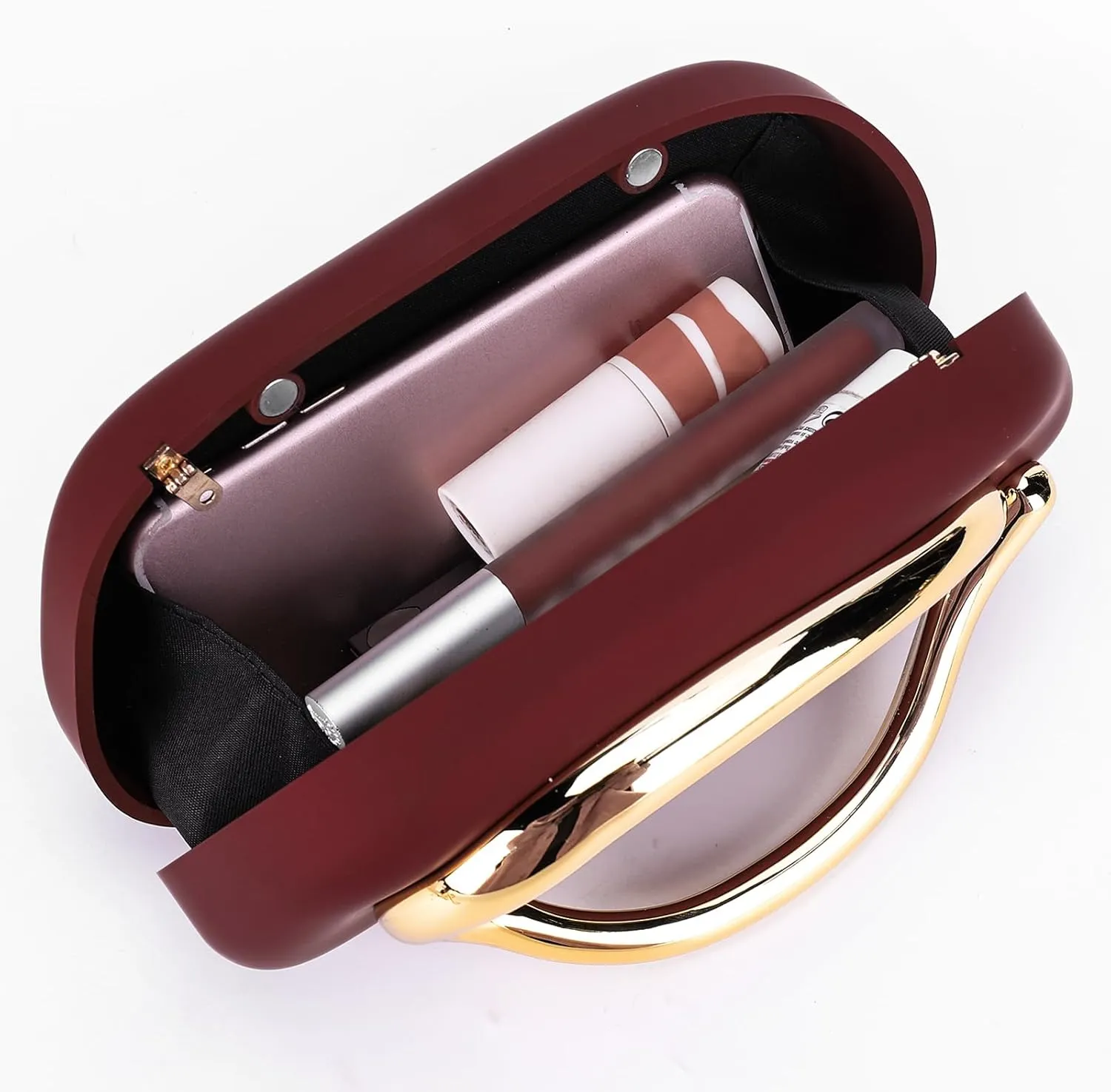 Box Clutch Purses For Women Shell Shape PU Leather Evening Handbag Gold Metal Handle Clutch Bag With Chain