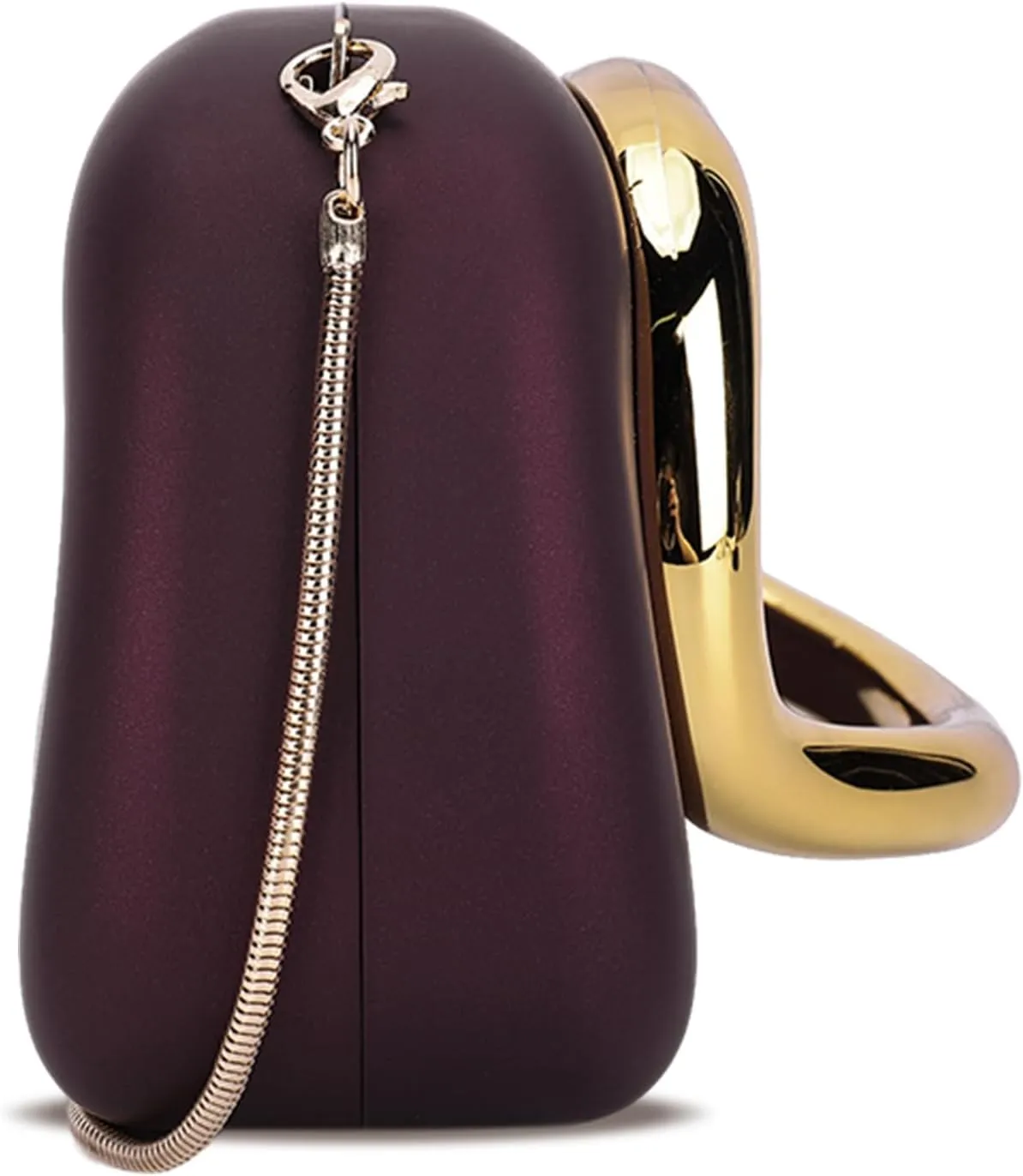 Box Clutch Purses For Women Shell Shape PU Leather Evening Handbag Gold Metal Handle Clutch Bag With Chain