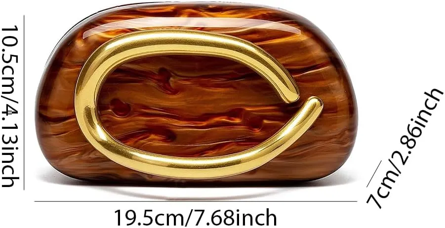 Box Clutch Purses For Women Shell Shape PU Leather Evening Handbag Gold Metal Handle Clutch Bag With Chain