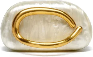 Box Clutch Purses For Women Shell Shape PU Leather Evening Handbag Gold Metal Handle Clutch Bag With Chain