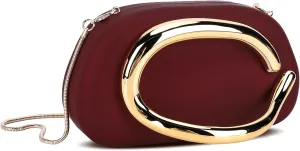 Box Clutch Purses For Women Shell Shape PU Leather Evening Handbag Gold Metal Handle Clutch Bag With Chain