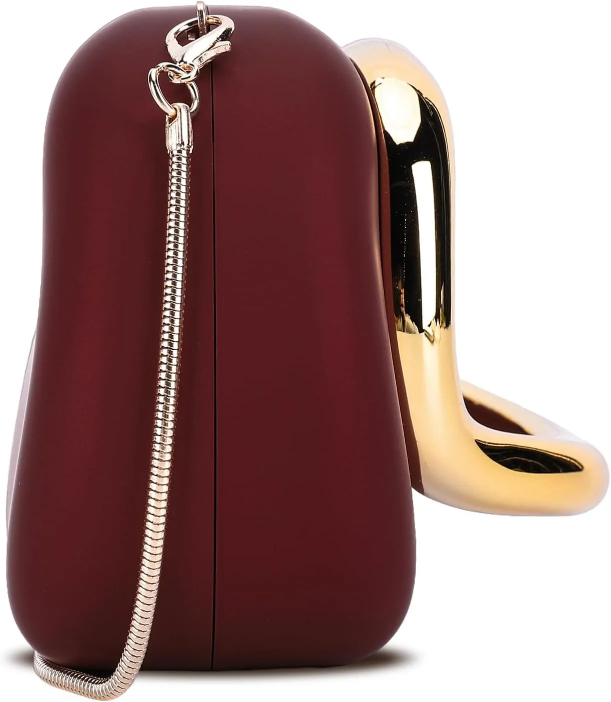 Box Clutch Purses For Women Shell Shape PU Leather Evening Handbag Gold Metal Handle Clutch Bag With Chain